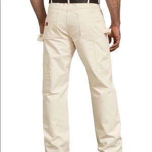 Relaxed Fit Straight Leg Cotton Painter's Pants, Natural Beige 32x32